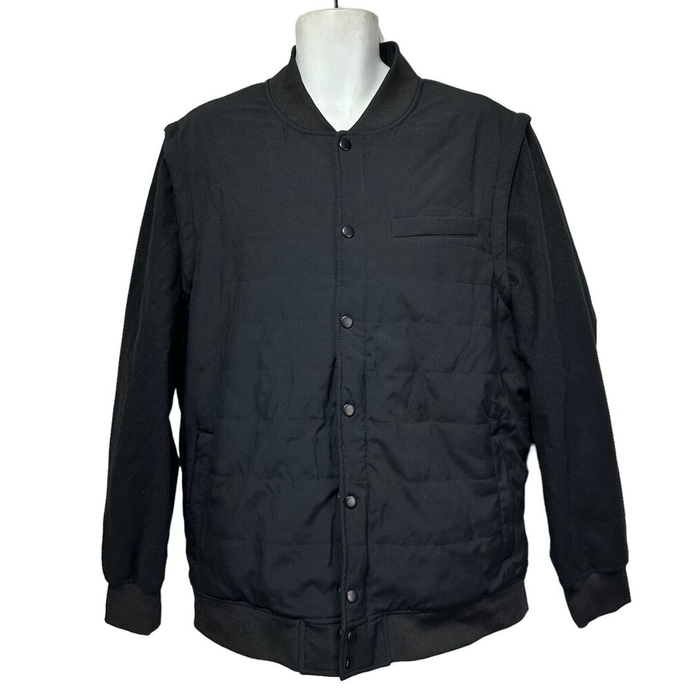 vince camuto black quilted puffer removable sleeve jacket vest XXL